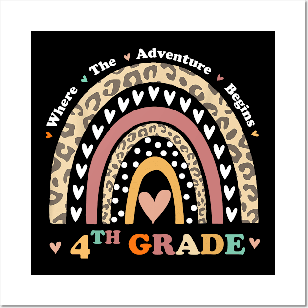 Back To School 4th Grade Where The Adventure Begins Rainbow Wall Art by Brodrick Arlette Store